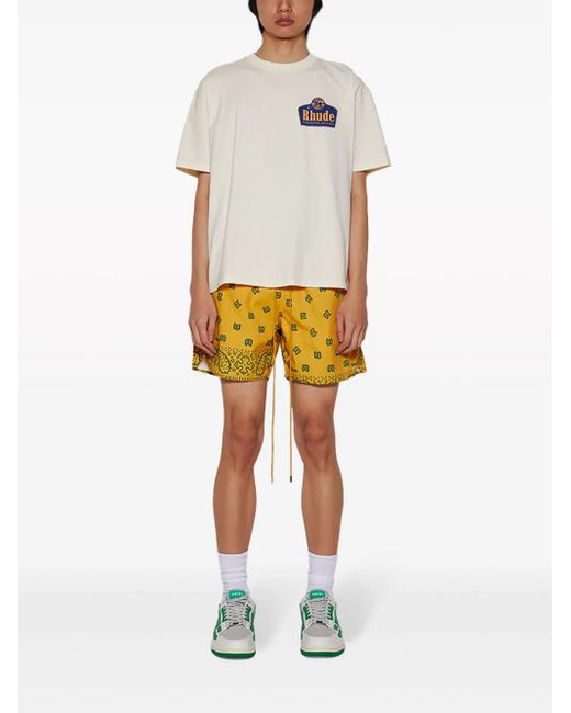 Rhude Yellow Bandana-print Swim Shorts for men