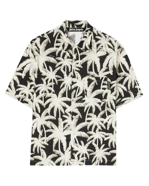Palm Angels White Palms Shirt With Short Sleeves for men