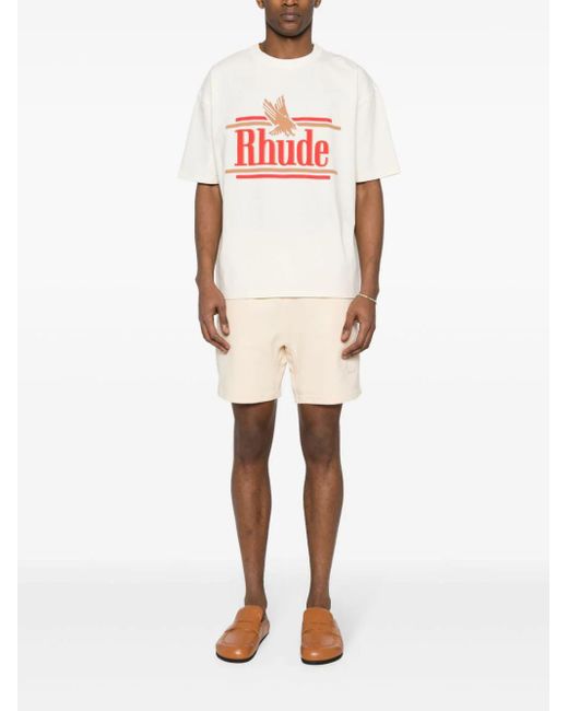 Rhude Natural Logo-embroidered Piqué Shorts for men