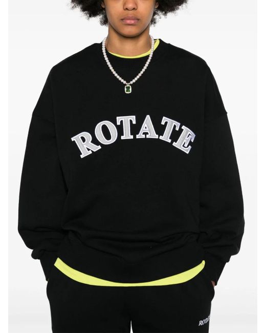 ROTATE BIRGER CHRISTENSEN Black Logo-patch Organic-cotton Sweatshirt