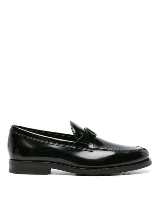 Tod's Black T Timeless Leather Loafers for men