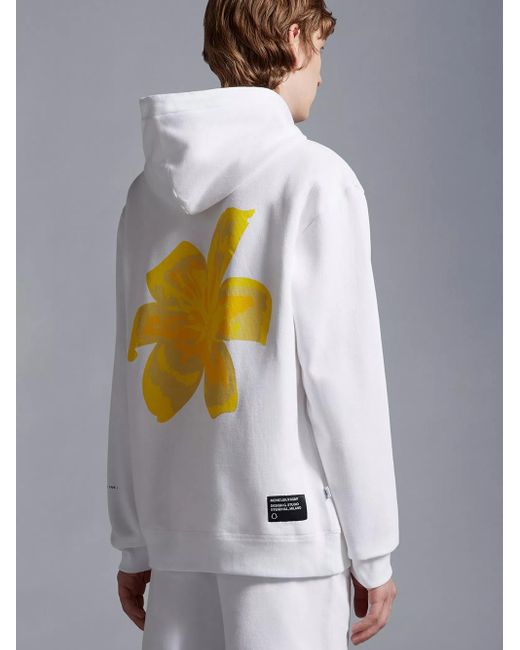 Moncler Genius X 7 Moncler Frgmt Hiroshi Fujiwara Floral Motif Hoodie White for men