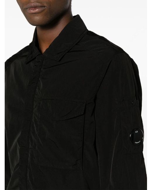 C P Company Black Chrome-r Crinkled Jacket for men
