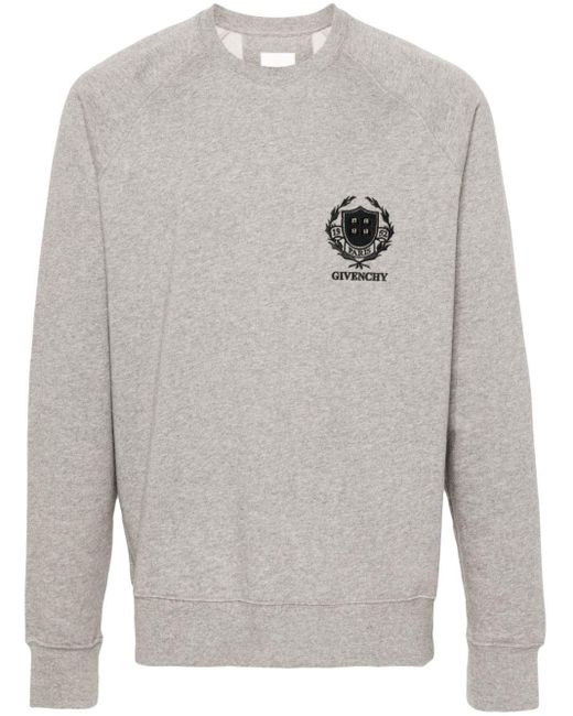 Givenchy Gray Logo-embroidered Cotton Sweatshirt for men