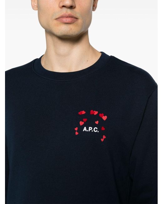 A.P.C. Blue Logo-print Cotton Sweatshirt