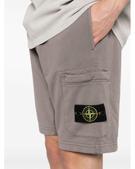 Stone Island Gray Compass-badge Jersey Shorts for men