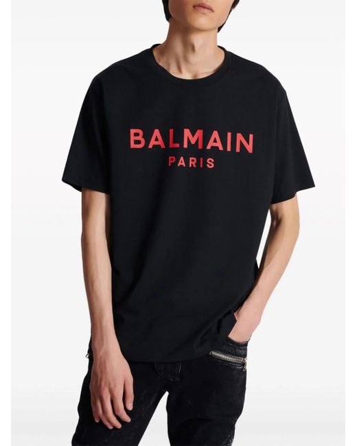 Balmain Black Paris T-Shirt With Print for men