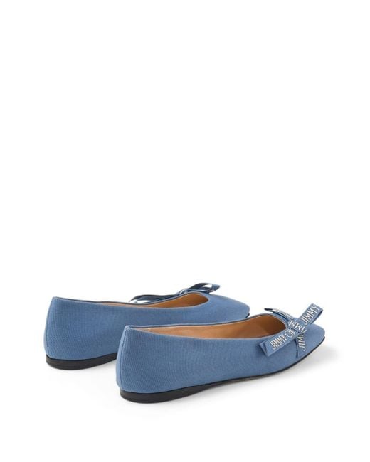 Jimmy Choo Blue Veda Bow-detail Ballerina Shoes