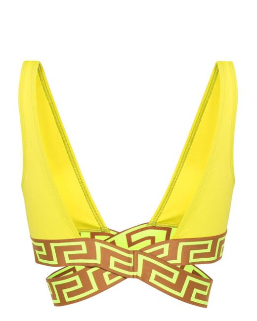 Top Bikini Greca A Triangolo di Versace in Yellow