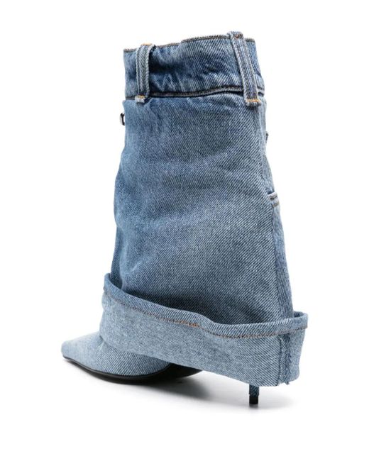 Dolce & Gabbana Blue 'lollo' Denim Heeled Ankle Boots,