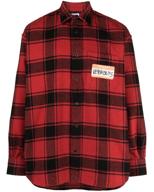 Vetements Red Hello My Name Is Cotton Shirt for men