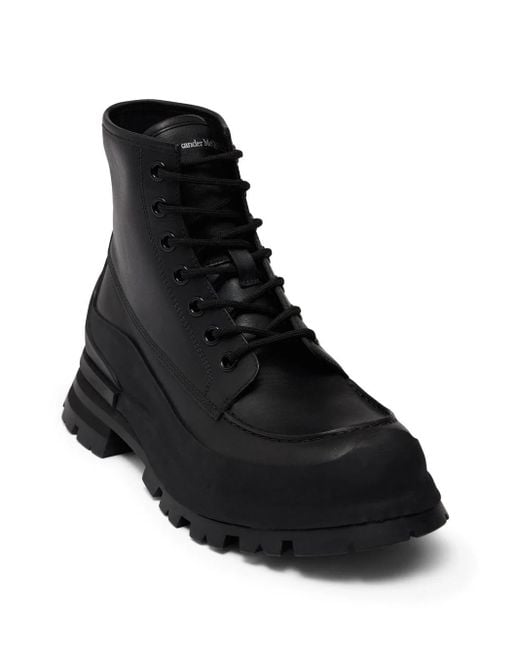 Alexander McQueen Black Wander Lace Up Boot In for men