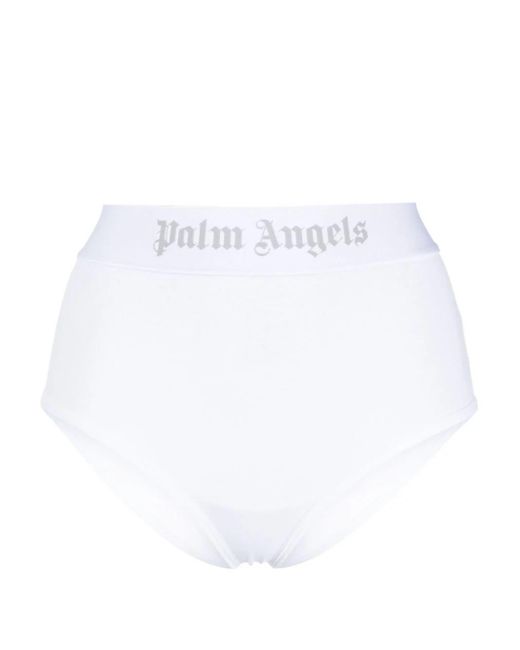 Palm Angels White Logo-waistband Cotton Briefs