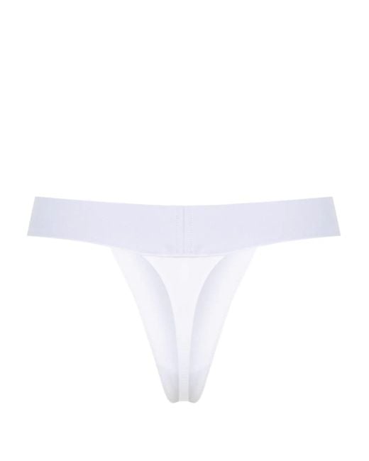 Palm Angels White Logo-waistband Jersey Thong
