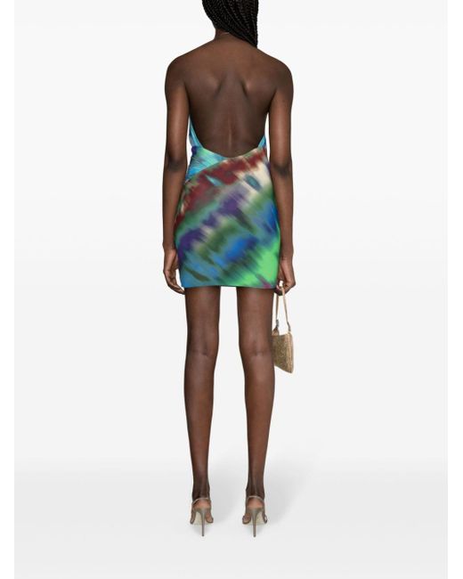 Alexandre Vauthier Green Short Dress With Paradise Beach Print