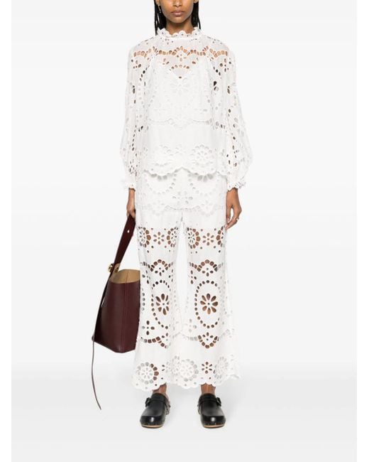 Zimmermann White Lexi Broderie Anglaise Trousers