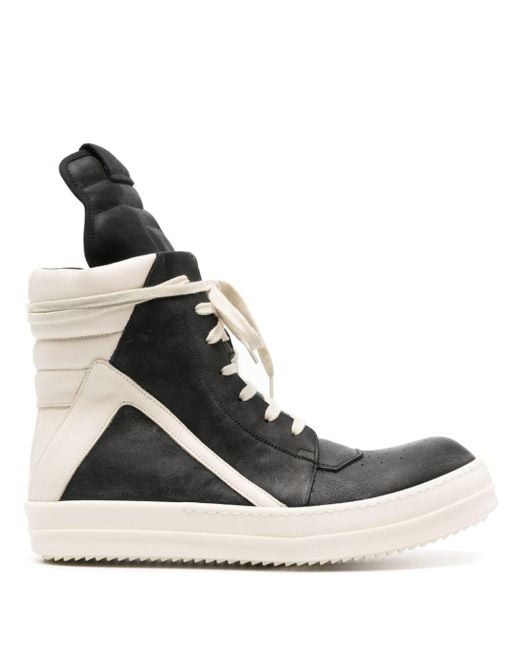 Rick Owens White Geobasket High-top Leather Sneakers for men