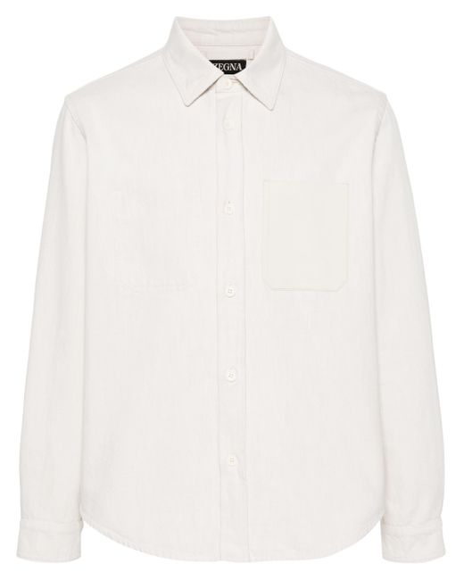 Zegna White Pure Cotton Overshirt for men