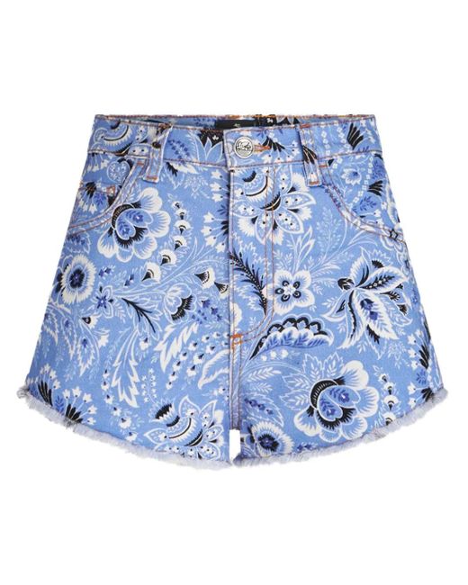 Etro Blue Shorts With Print