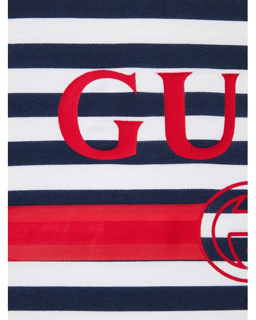 Gucci Blue Striped Logo T-shirt
