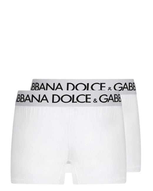 Dolce & Gabbana White Logo-print Cotton Boxers (set Of Two) for men