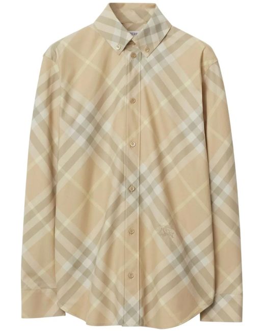 Burberry Natural Camicia In Cotone Check