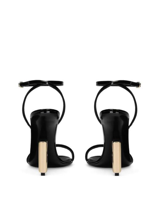 Dolce & Gabbana Black Dg Leather Sandals - Women's - Calf Leather/goat Skin/viscose