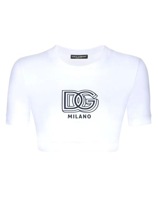 Dolce & Gabbana White Dolce & Gabbana Cropped T-Shirt With Logo