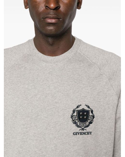 Givenchy Gray Logo-embroidered Cotton Sweatshirt for men