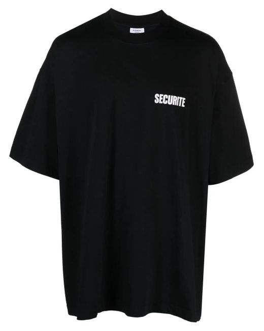 Vetements Black Securite Oversized T-shirt for men