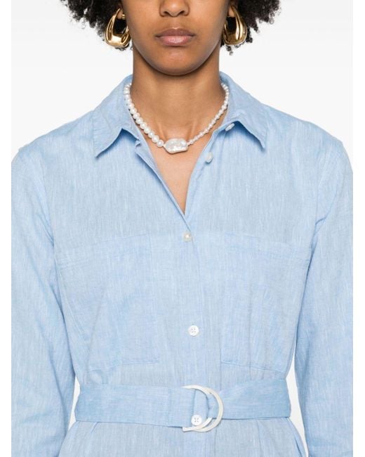 Woolrich Blue Belted Shirt Minidress