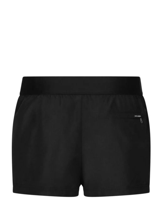 Dolce & Gabbana Black Short Swim Trunks With Logo for men
