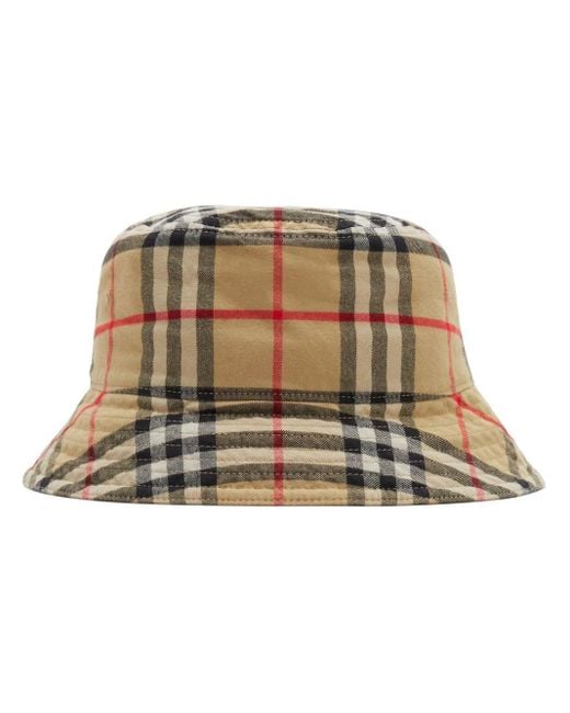 Cappello bucket con motivo Vintage Check di Burberry in Natural da Uomo
