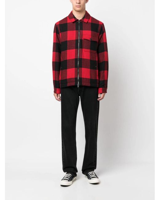Woolrich Red Plaid Check-pattern Shirt Jacket for men