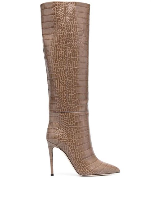 Paris Texas Brown Boots With Crocodile Effect