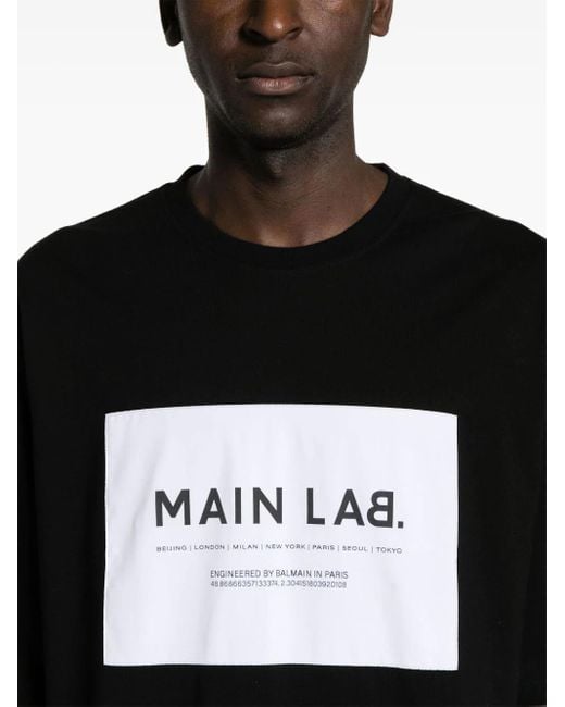 Balmain Black T-shirt Main Lab. Etichetta for men