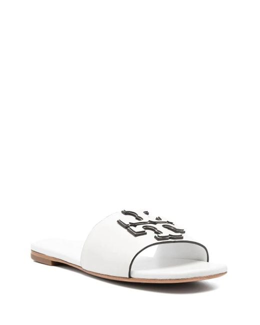 Tory Burch White Eleanor Leatherflat Sandals