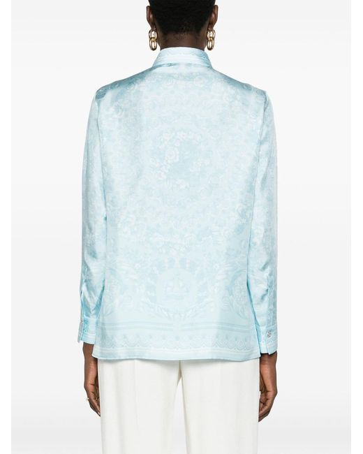 Versace Blue Shirt With Baroque Print