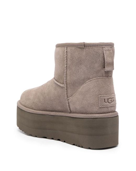 UGG Classic Mini Suede Platform Boots in Brown | Lyst