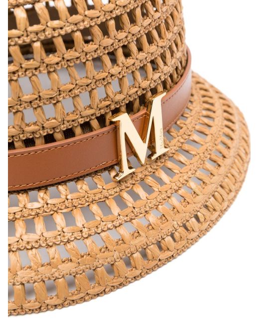 Max Mara Brown Woven Logo Bucket Hat