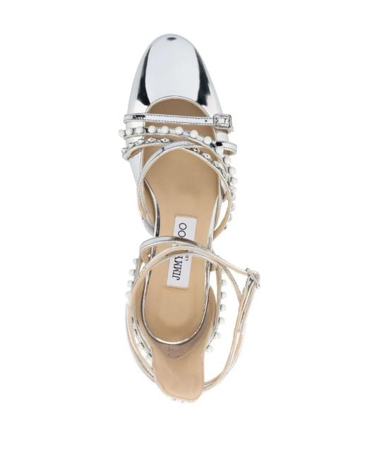 Jimmy Choo White Celestia Flat Leather Ballerina Shoes