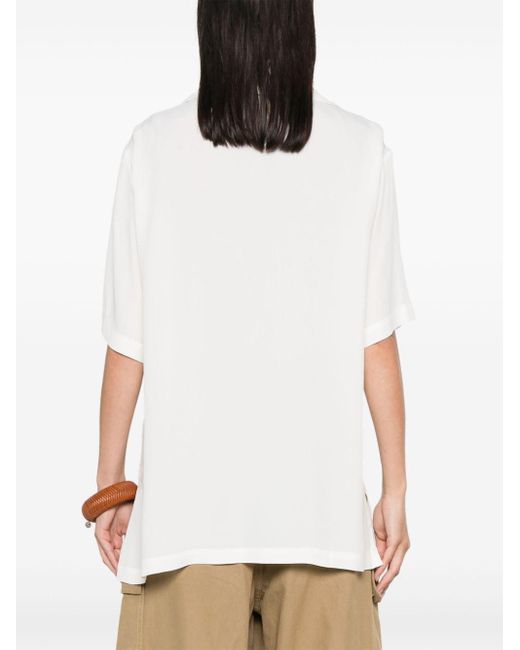 P.A.R.O.S.H. White Bead Embellished Camp-collar Shirt