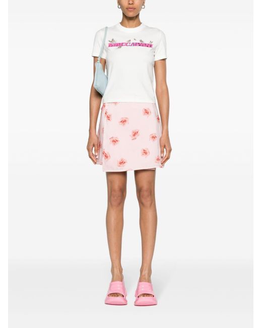 KENZO Pink Rose Wrap Miniskirt