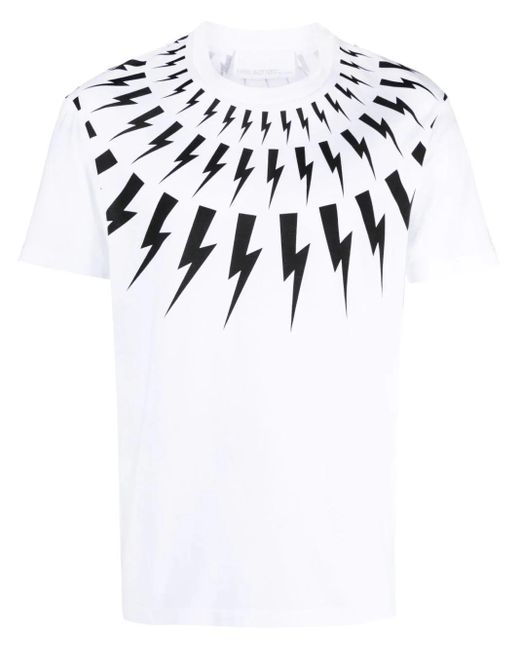 T-shirt con stampa thunderbolt di Neil Barrett in White da Uomo