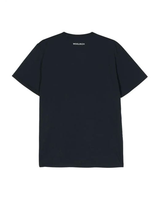 Woolrich Blue T-shirt In Cotone Con Stampa paesaggio for men