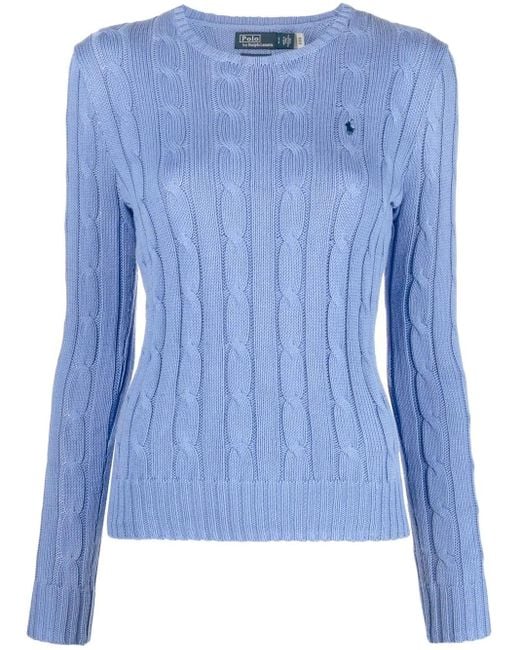 Pullover in maglia a coste di Polo Ralph Lauren in Blue
