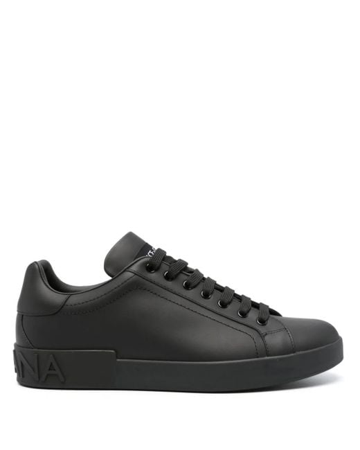 Dolce & Gabbana Black Calfskin Sneaker Shoes for men