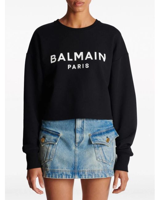 Balmain Black Logo-print Cotton Sweatshirt