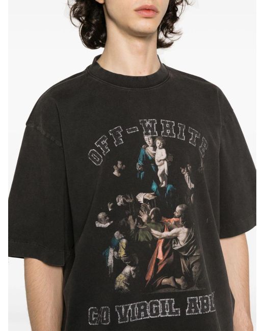 Off-White c/o Virgil Abloh Black Logo-Print Cotton T-Shirt for men
