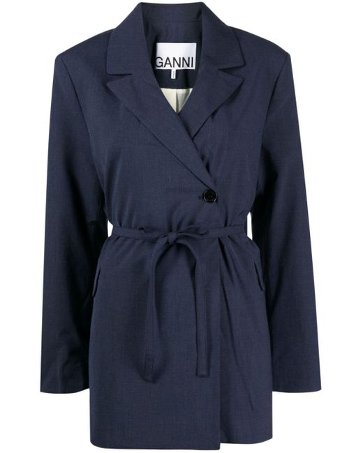 Ganni Blue Tie-waist Jacket